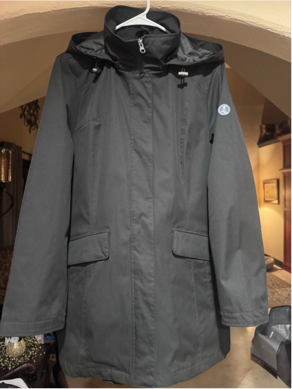 Women's Lands' End Black Rain Jacket Size L